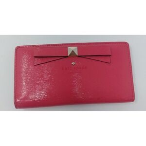 Pink Kate Spade Bow Wallet w/ Gold accents, Zipper Card Holder EUC